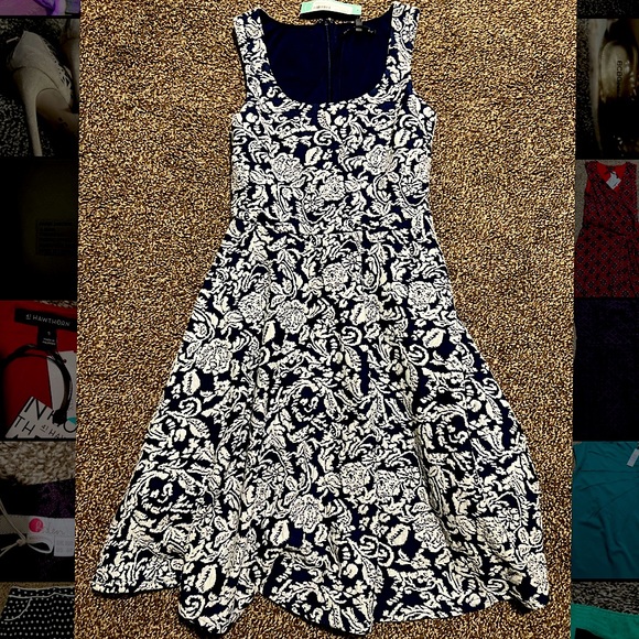 Brixon ivy fit and flare navy and white dress. new with tags - Picture 1 of 3